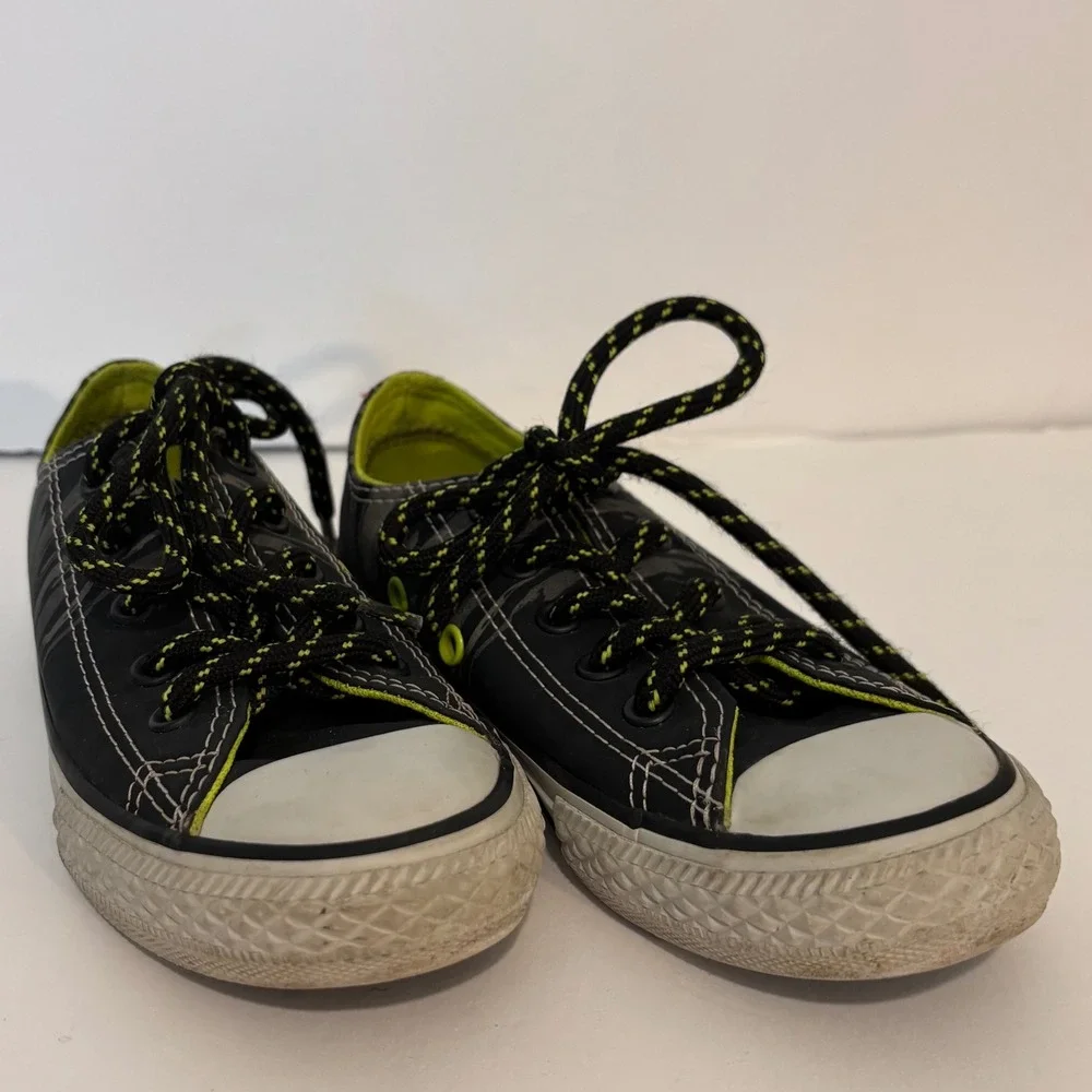 Converse All Star Kids 11.5 Shoes Black Gray‎ Lime Sneakers Low Top Chuck Taylor